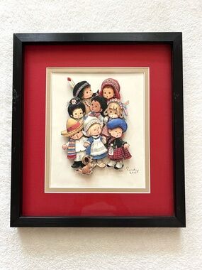 Ruth Morehead 3D Singing Children Art Picture Framed Matted Kids 13.5" x 15.5"